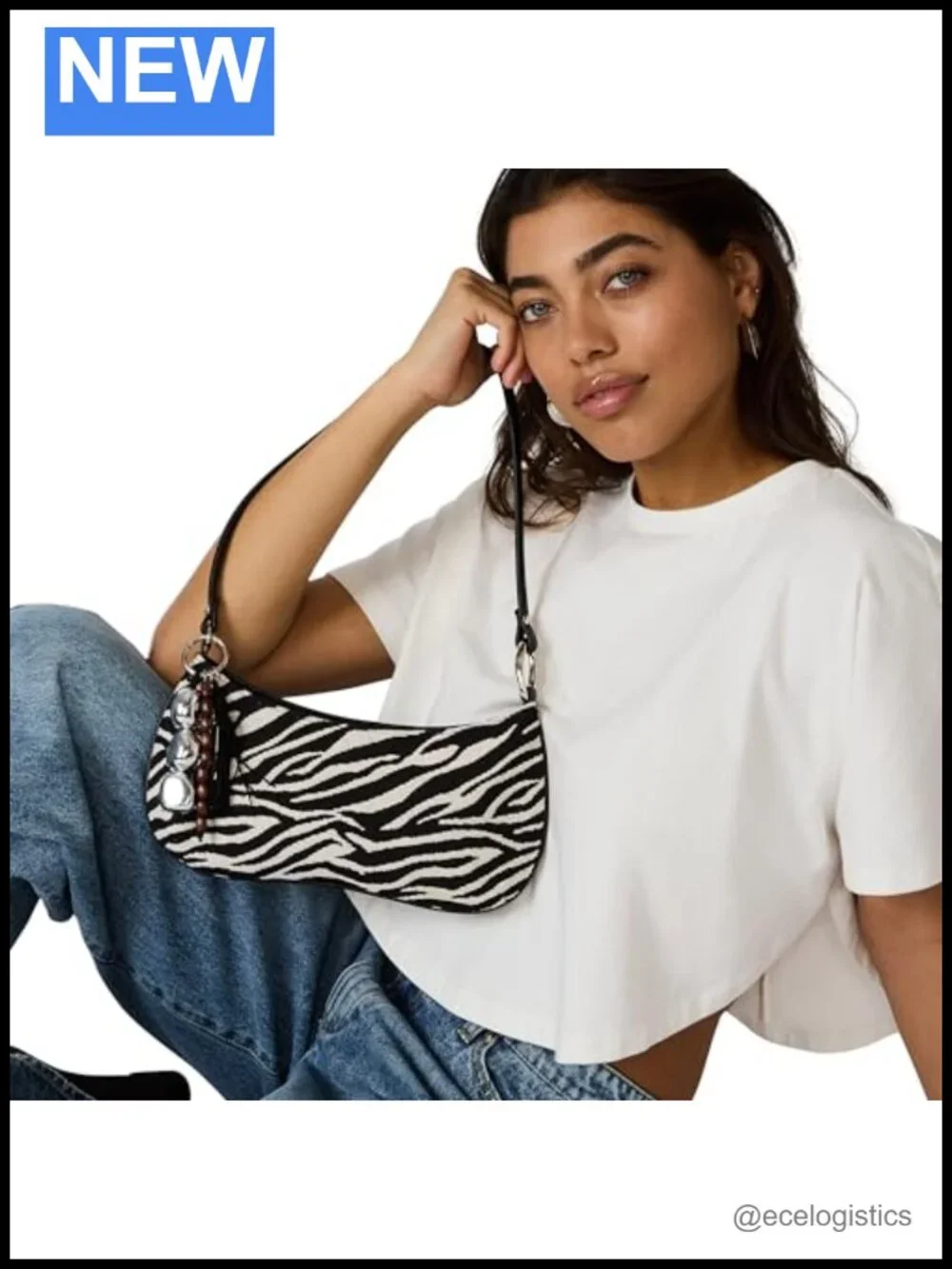 Shoulder Bag Faux Leather Shoulder Strap Zipper Charms